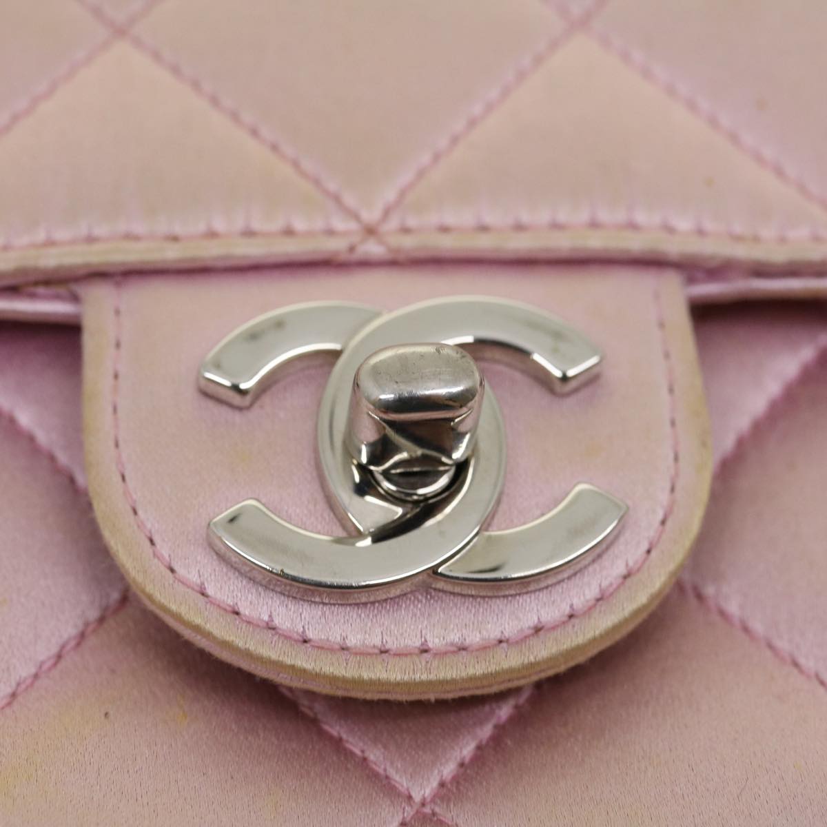 CHANEL Matelasse Hand Bag Silk Satin Pink CC Auth 29999A