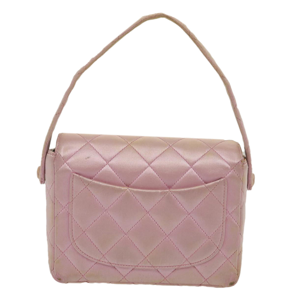 CHANEL Matelasse Hand Bag Silk Satin Pink CC Auth 29999A