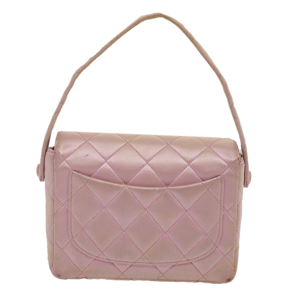 CHANEL Matelasse Hand Bag Silk Satin Pink CC Auth 29999A