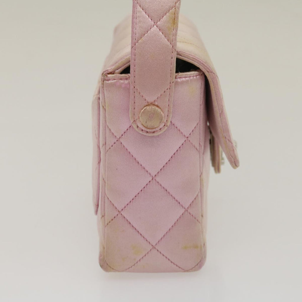 CHANEL Matelasse Hand Bag Silk Satin Pink CC  29999A