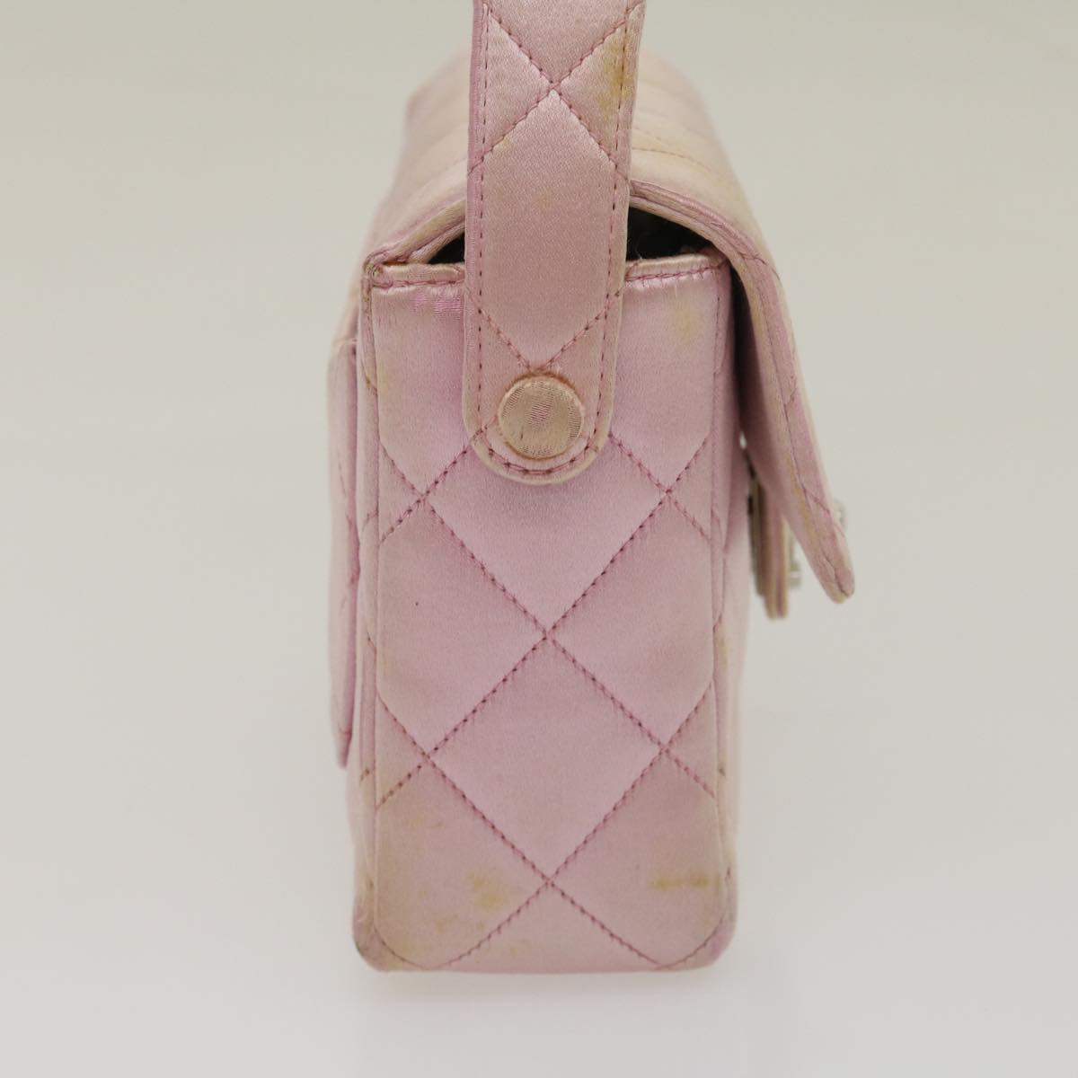 CHANEL Matelasse Hand Bag Silk Satin Pink CC Auth 29999A