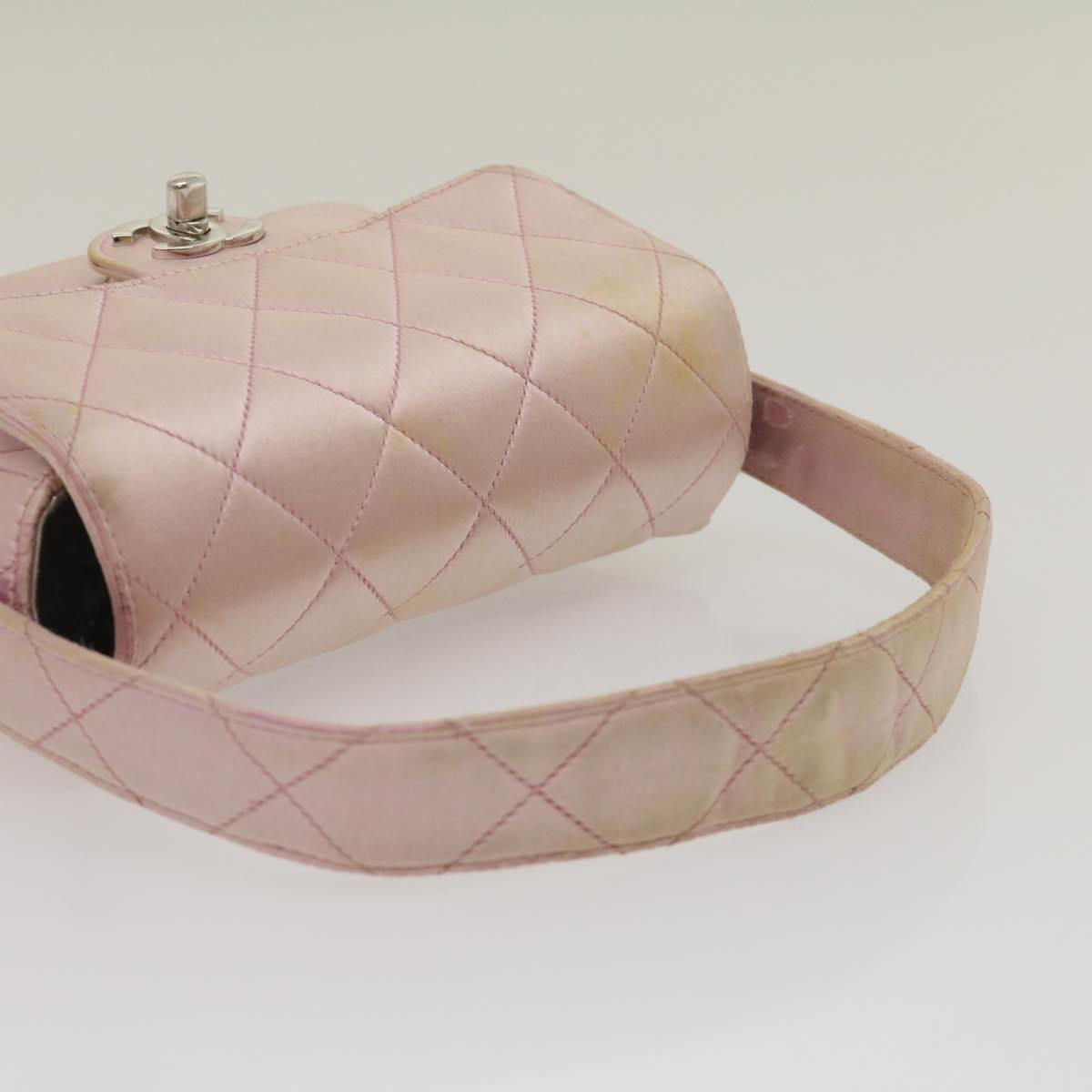 CHANEL Matelasse Hand Bag Silk Satin Pink CC  29999A