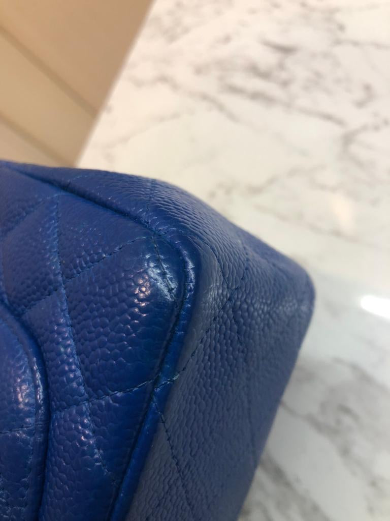 Chanel Caviar Blue Quilted Classic Flap Mini SHW
