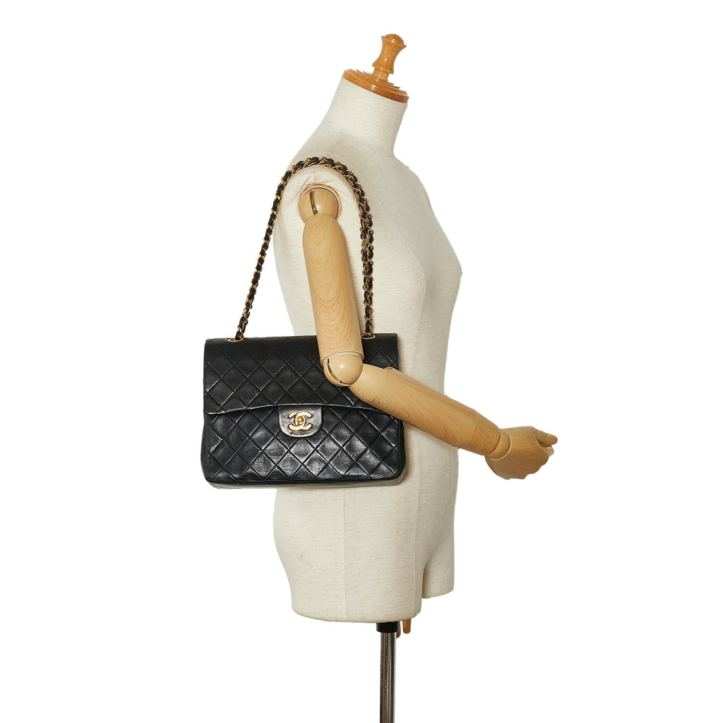 CHANEL Medium Tall Classic Lambskin Double Flap Shoulder Bag