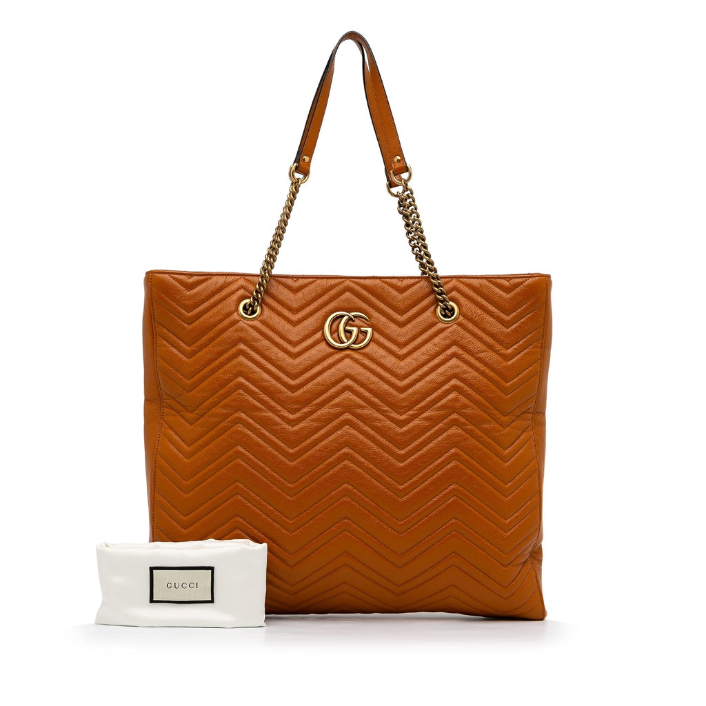 Gucci GG Marmont Tote Bag Orange Matelassé