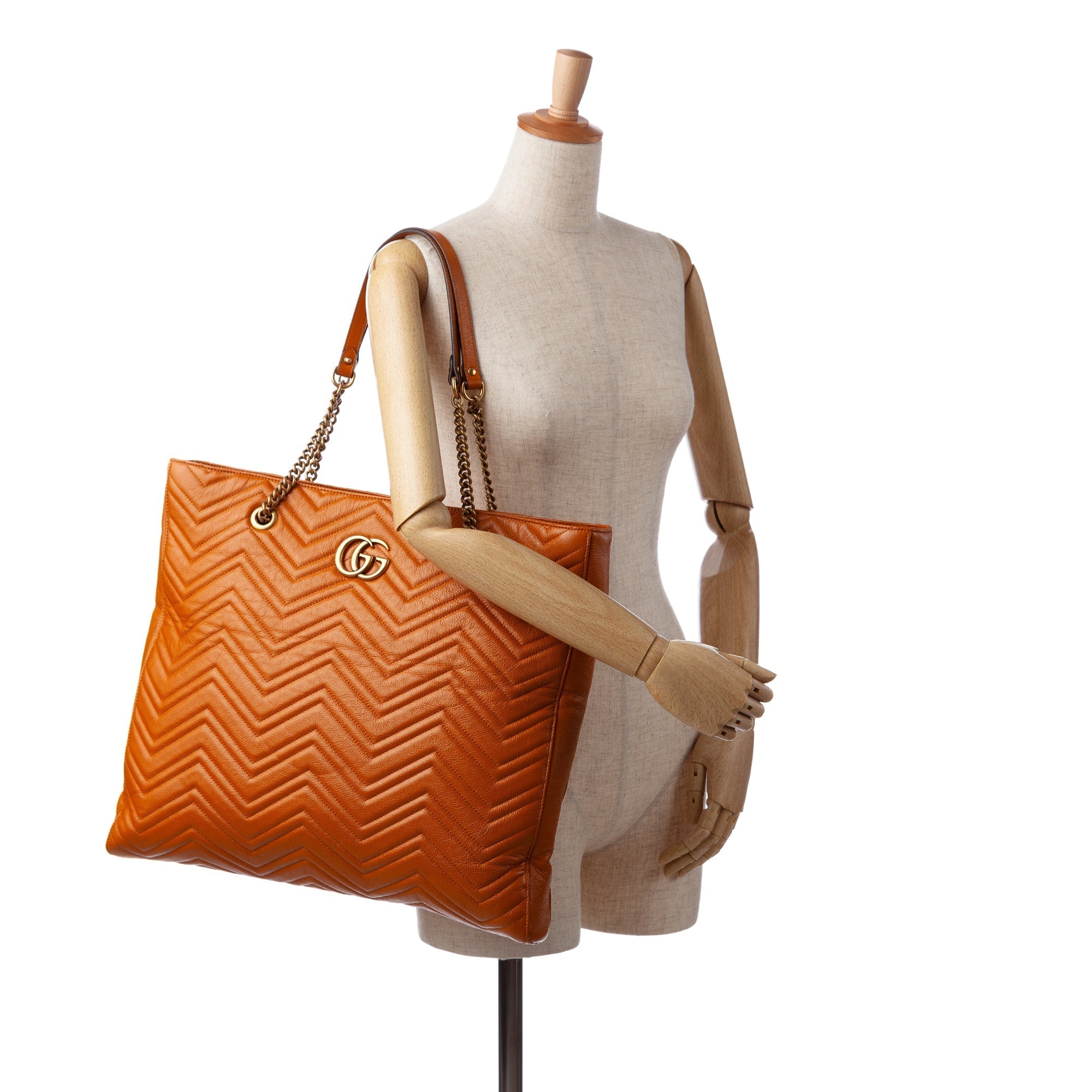 Gucci GG Marmont Tote Bag Orange Matelassé
