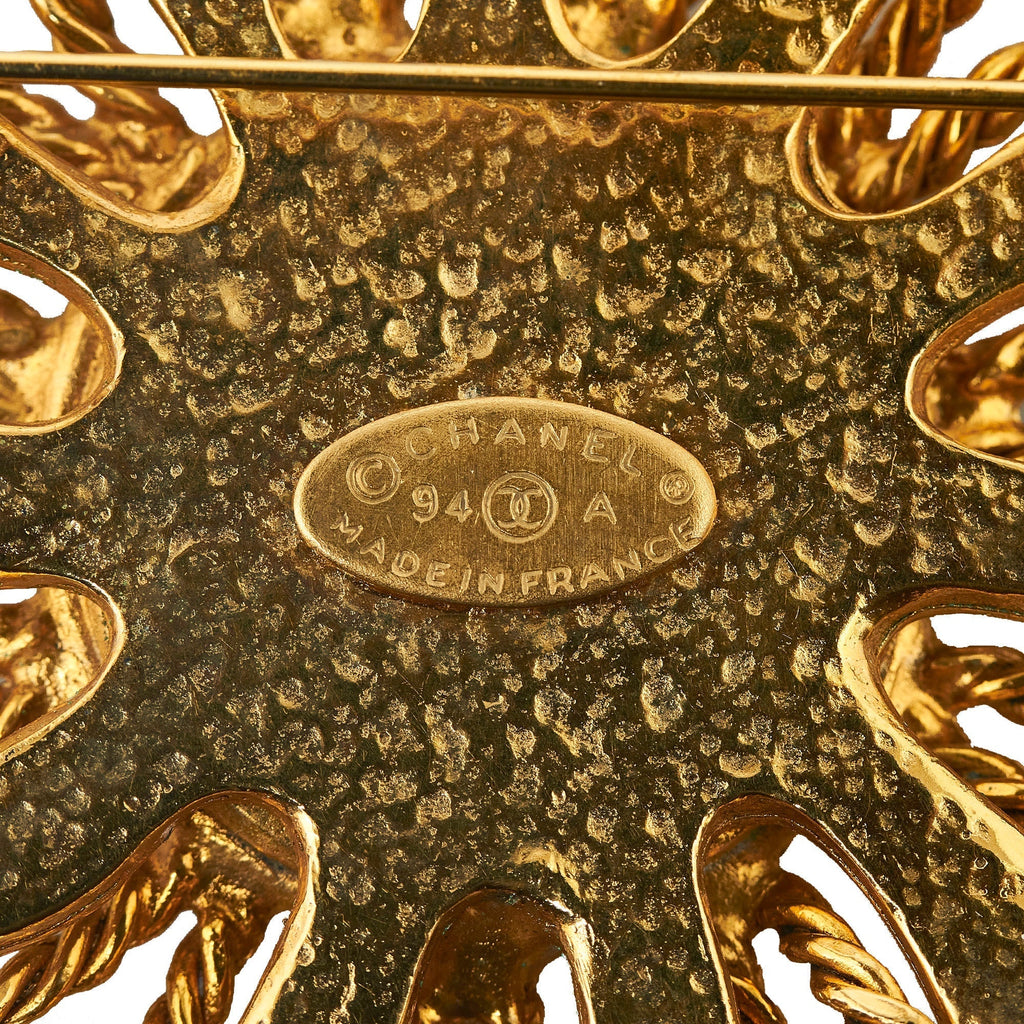 CHANEL CC Sun Motif Brooch Costume Brooch
