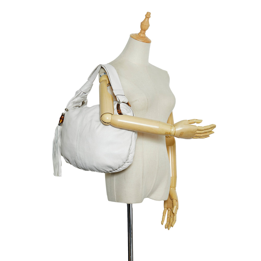 Gucci Bamboo Jungle Hobo Bag White