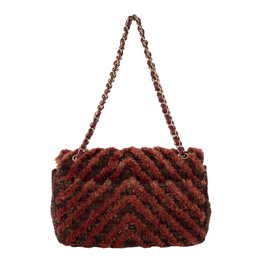 CHANEL Chanel Red Tweed Flap Bag