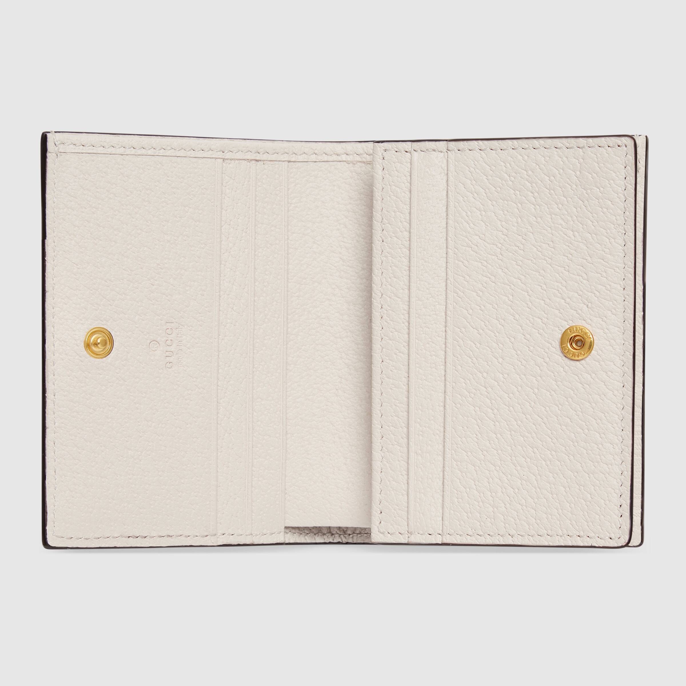 Gucci Ophidia Leather Card Case Wallet White
