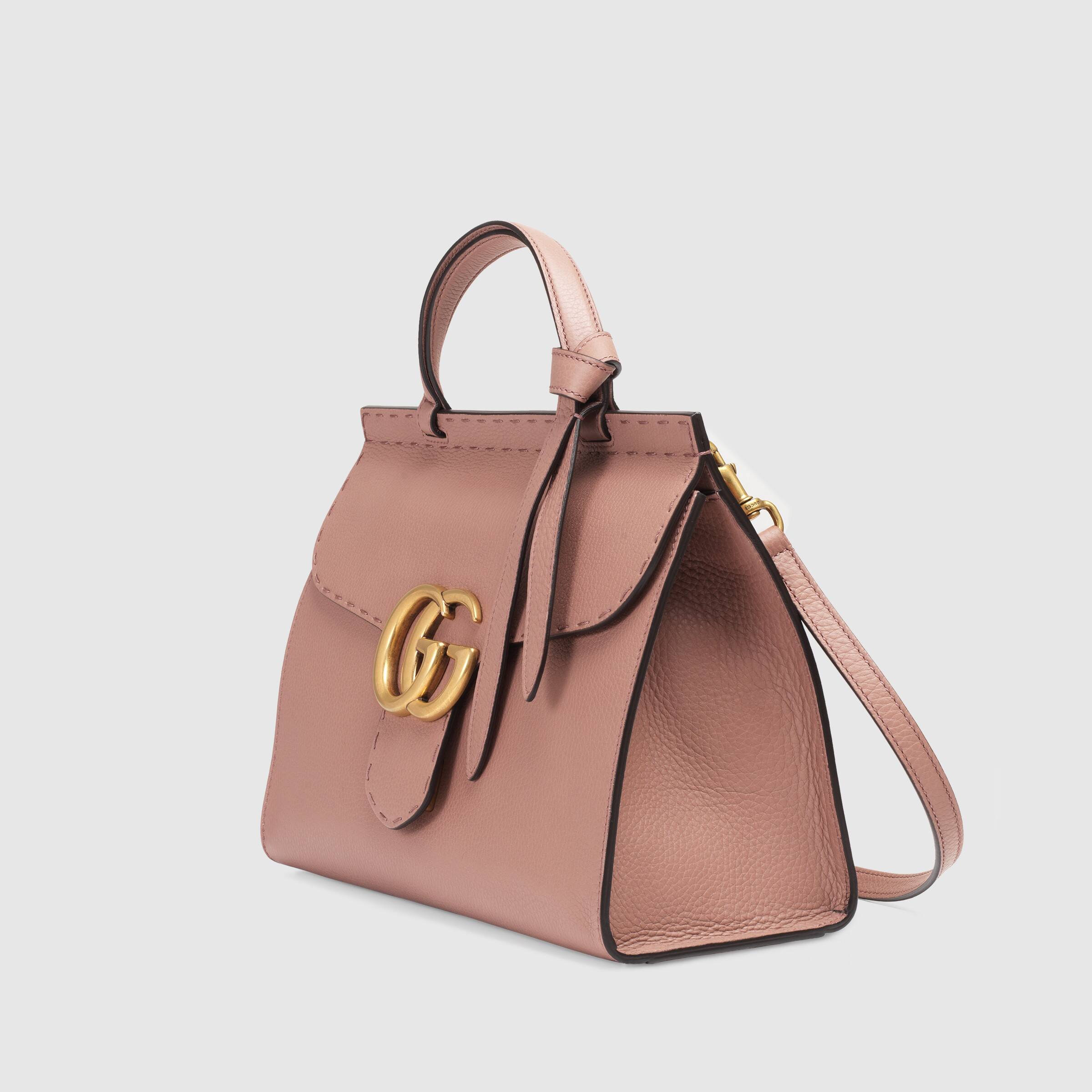 Gucci GG Marmont Small Top Handle Bag Lightweight Leather Dusty Pink