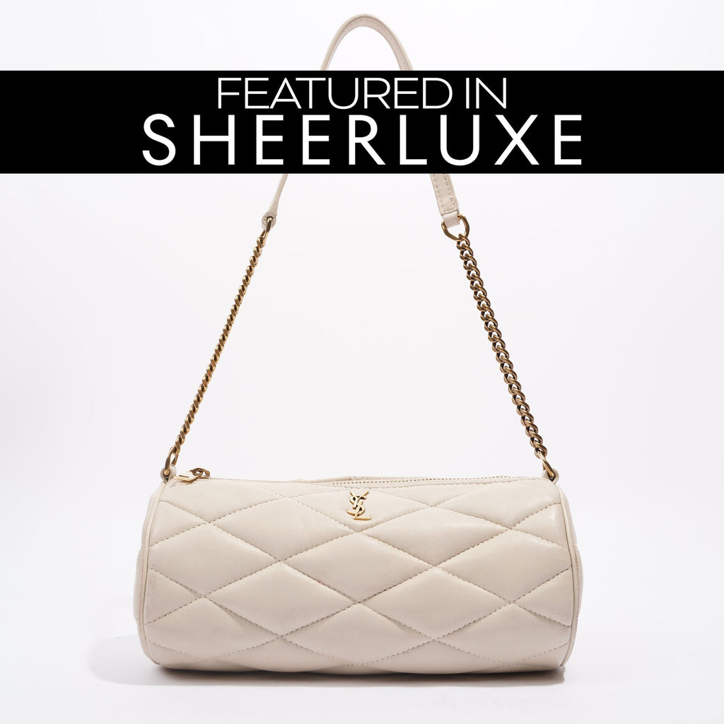 Saint Laurent Womens Tube Bag White Lambskin Leather Mini