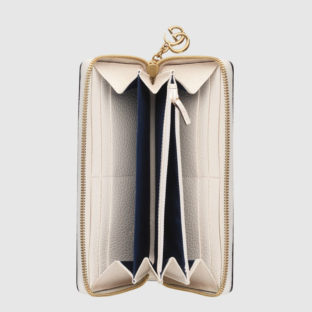 Gucci Ophidia Zip Around Wallet White Leather