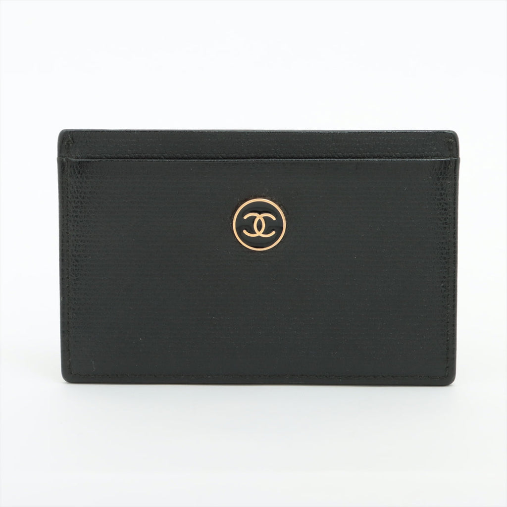 Chanel Coco Button Caviar Leather Card Case Black