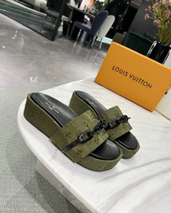 louis vuitton Jumbo Flatform Mule Green For Women LV