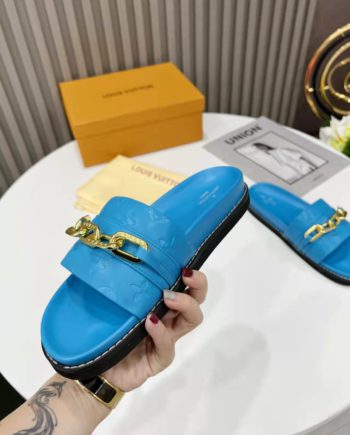 louis vuitton Sunset Flat Comfort Mule Blue For Women LV