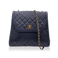 CHANEL Vintage Black Quilted Trapeze Flap Shoulder Bag With Wallet