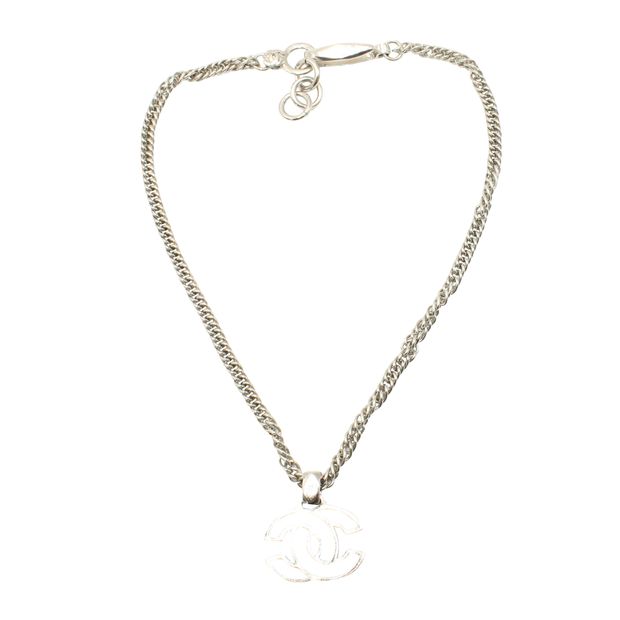 CHANEL Vintage Silver Tone Chocker With "Cc"
