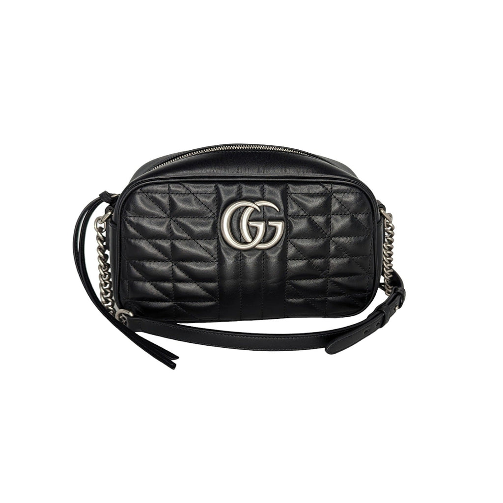 Gucci Black Small Aria Marmont Crossbody Matelasse Camera Bag
