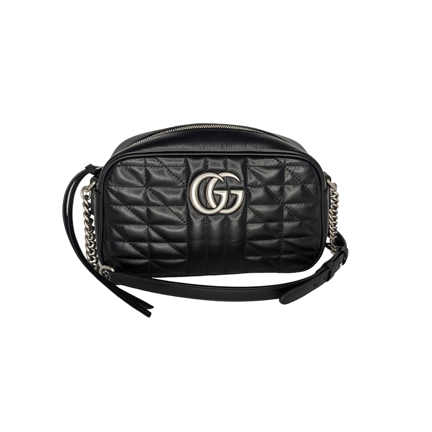 Gucci Black Small Aria Marmont Crossbody Matelasse Camera Bag