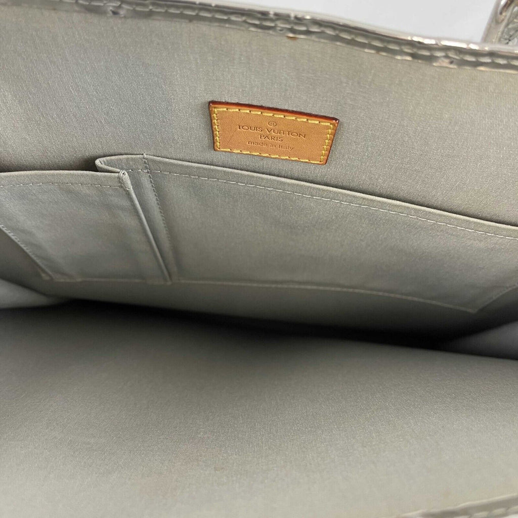 LOUIS VUITTON Monogram Miroir Sac Plat Silver Patent Tote Bag RARE
