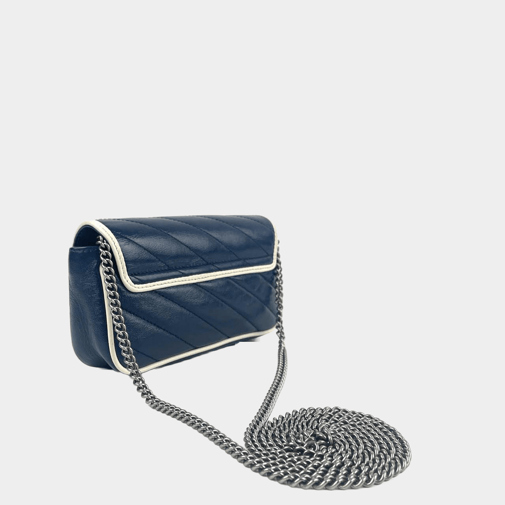 GUCCI Super Mini Matelasse GG Marmont Diagonal Torchon Shoulder Bag