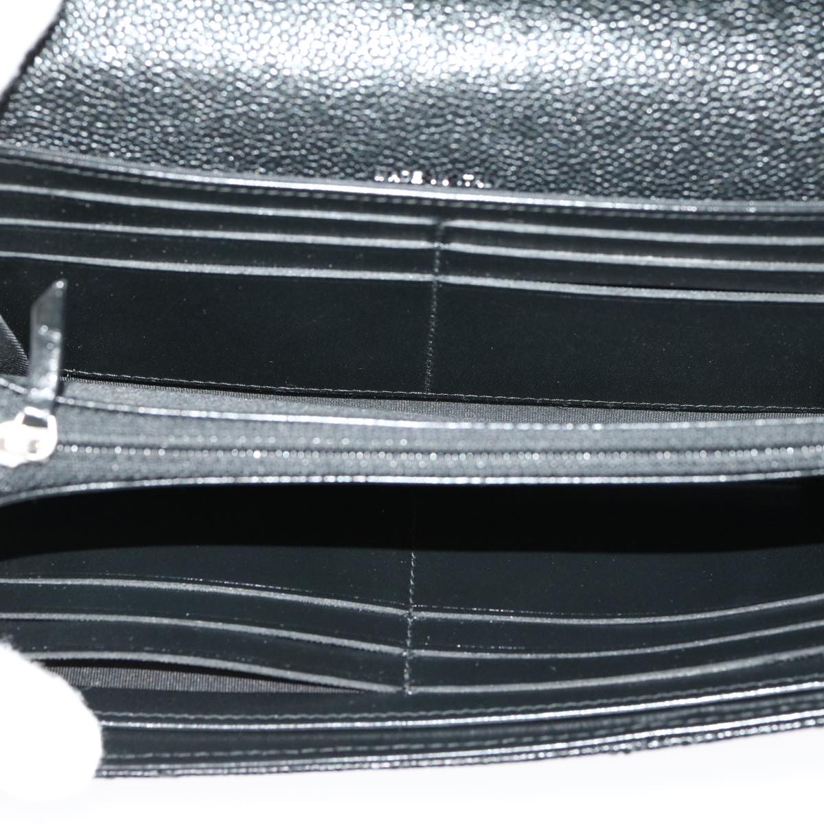 CHANEL V stitch Long Wallet Caviar Skin Black CC  30285A
