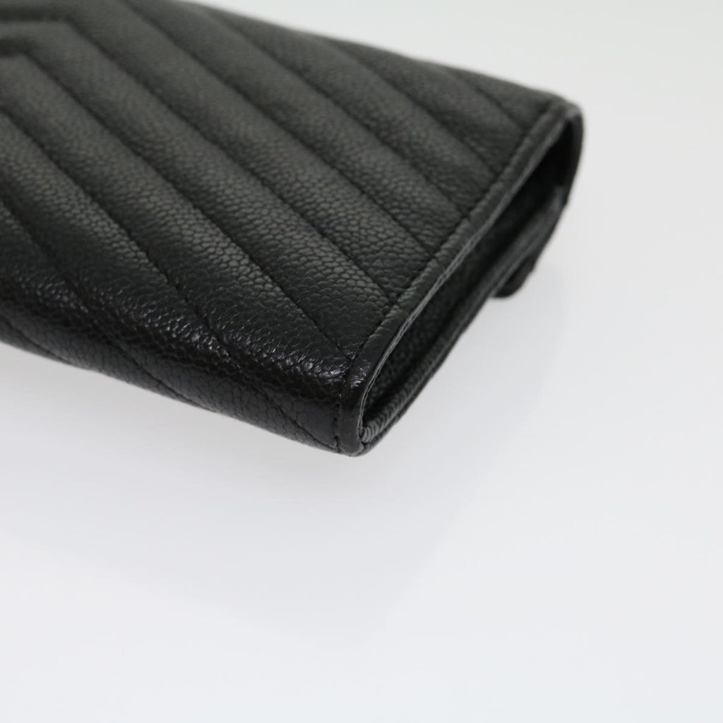CHANEL V stitch Long Wallet Caviar Skin Black CC  30285A