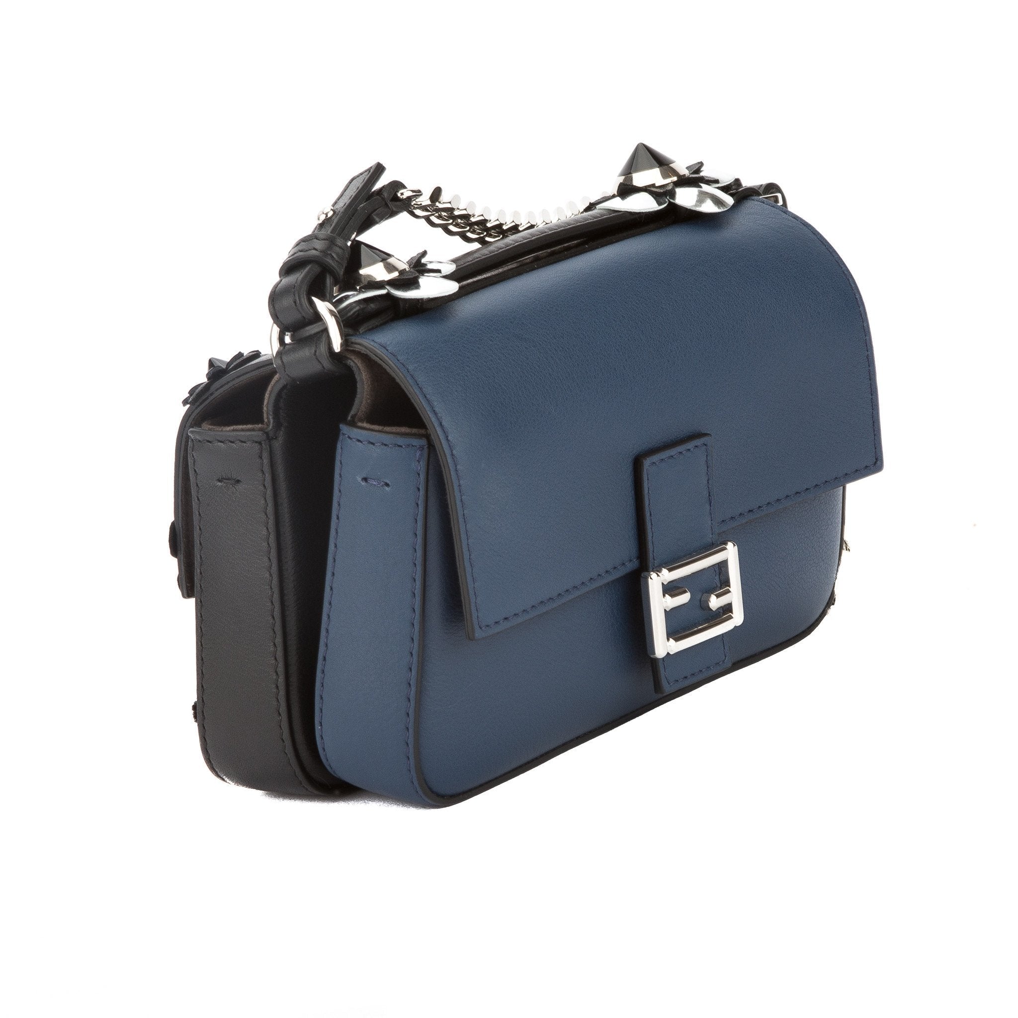 Fendi Black Leather Double Micro Baguette Bag  (New with Tags)