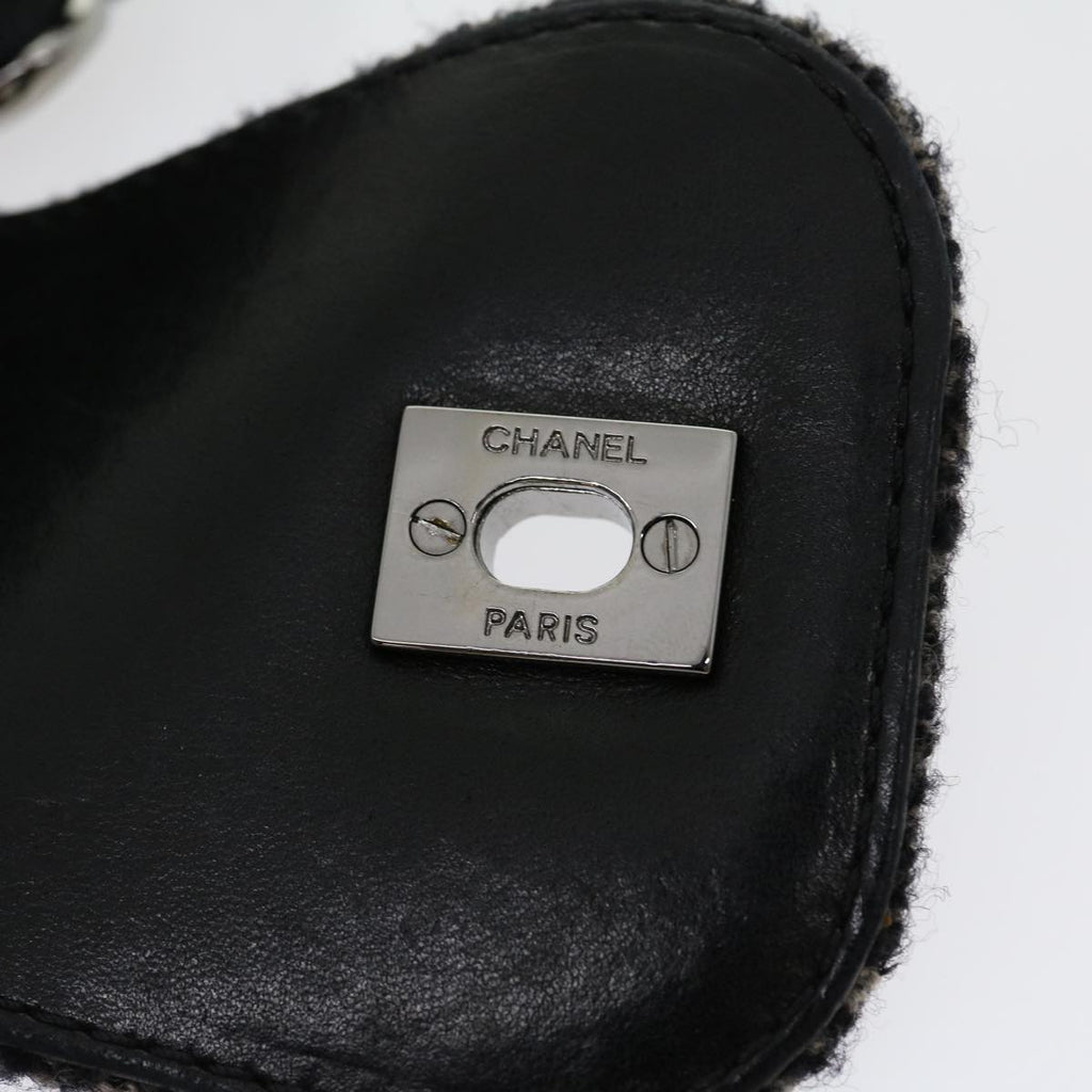 CHANEL Turn Lock Chain Shoulder Bag Wool Gray CC  30734A