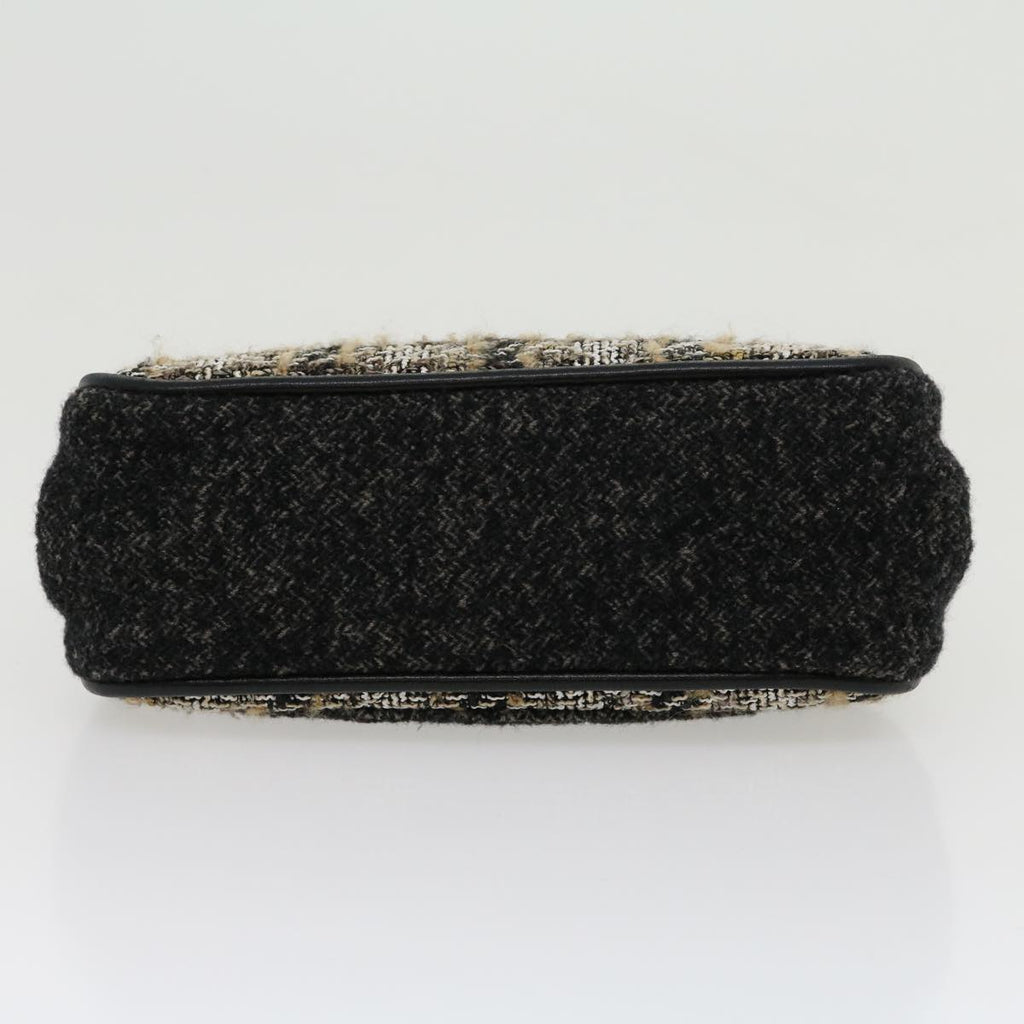 CHANEL Turn Lock Chain Shoulder Bag Wool Gray CC  30734A