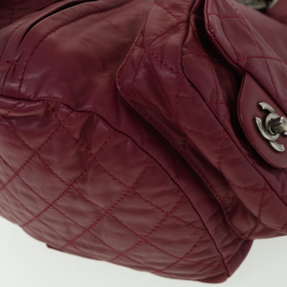 CHANEL Matelasse Chain Backpack Lamb Skin Bordeaux CC  30736A