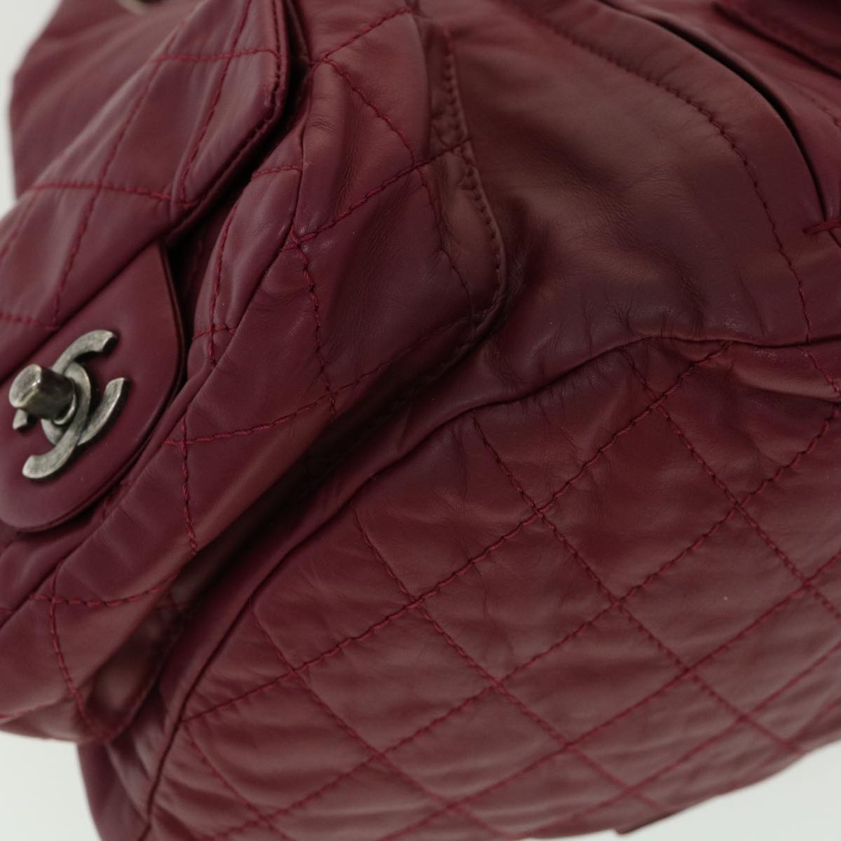 CHANEL Matelasse Chain Backpack Lamb Skin Bordeaux CC  30736A