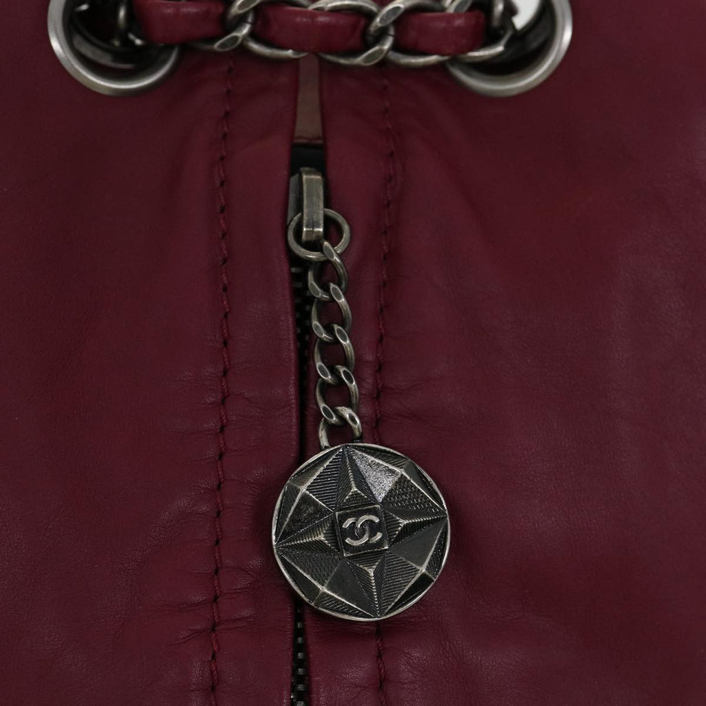 CHANEL Matelasse Chain Backpack Lamb Skin Bordeaux CC  30736A