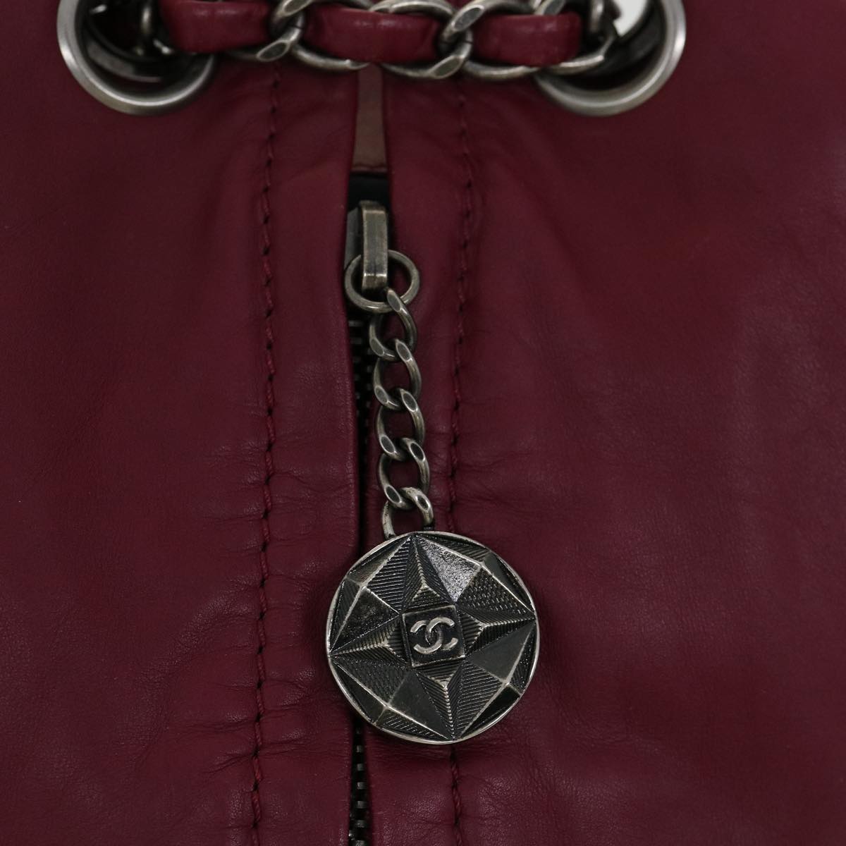 CHANEL Matelasse Chain Backpack Lamb Skin Bordeaux CC  30736A