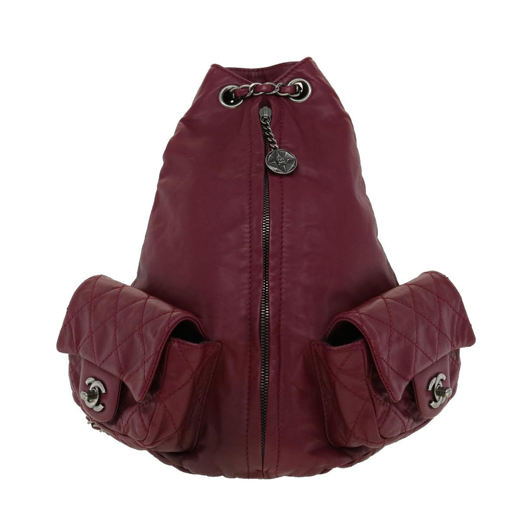 CHANEL Matelasse Chain Backpack Lamb Skin Bordeaux CC  30736A
