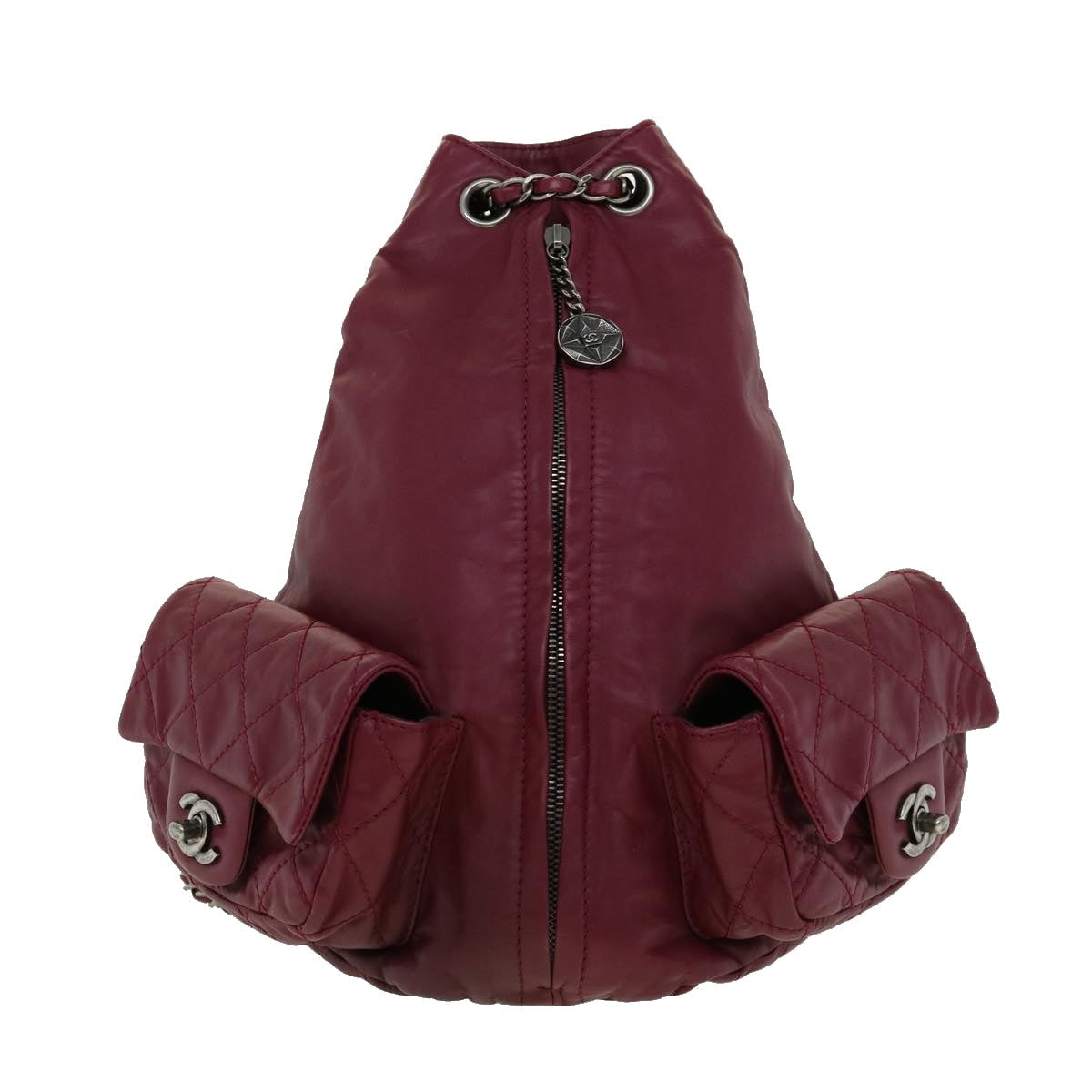 CHANEL Matelasse Chain Backpack Lamb Skin Bordeaux CC  30736A