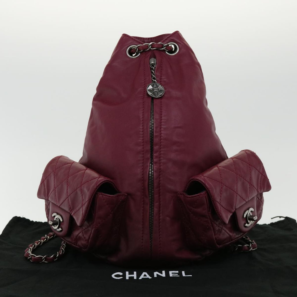 CHANEL Matelasse Chain Backpack Lamb Skin Bordeaux CC  30736A