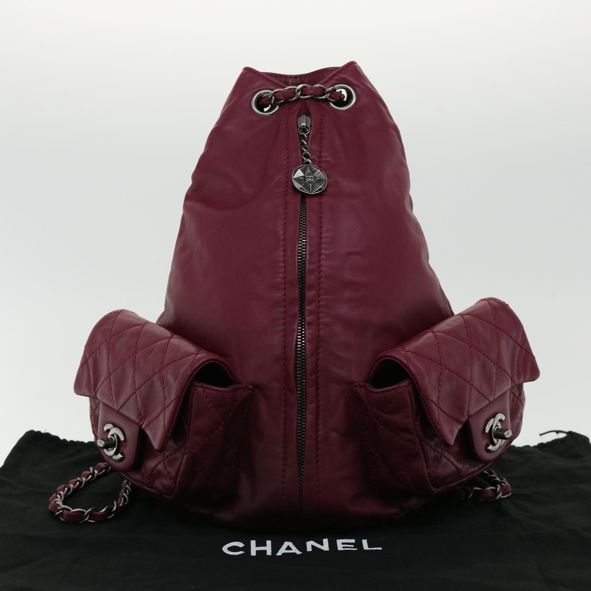 CHANEL Matelasse Chain Backpack Lamb Skin Bordeaux CC  30736A