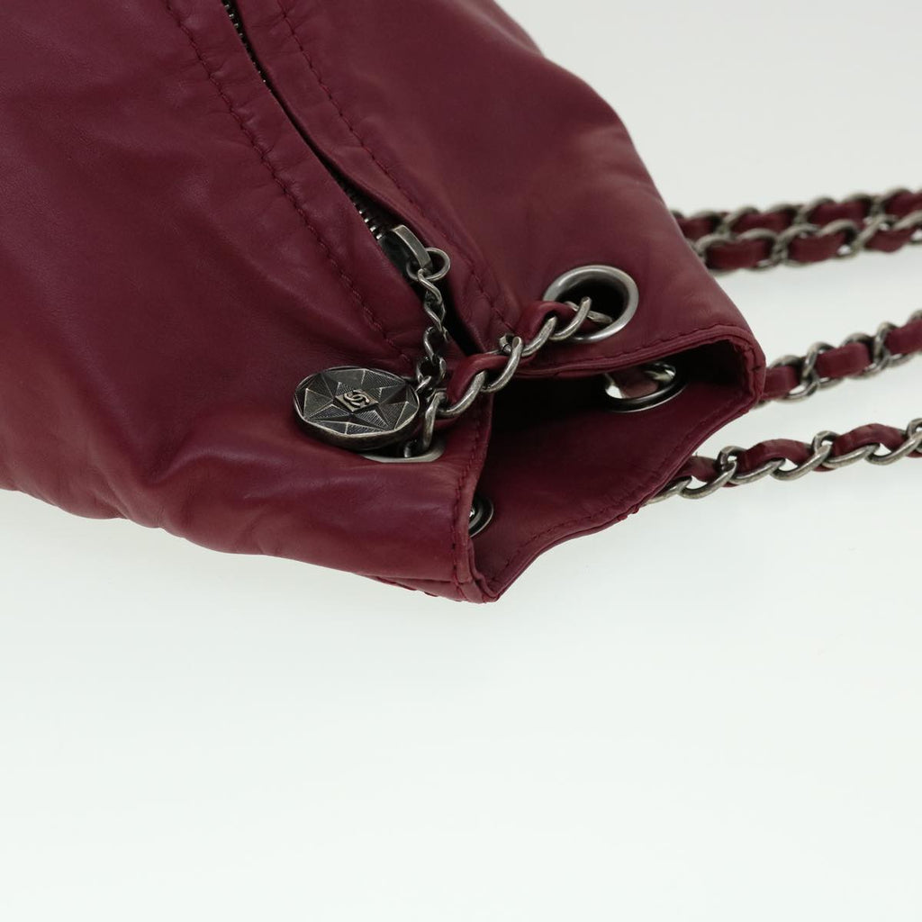 CHANEL Matelasse Chain Backpack Lamb Skin Bordeaux CC  30736A