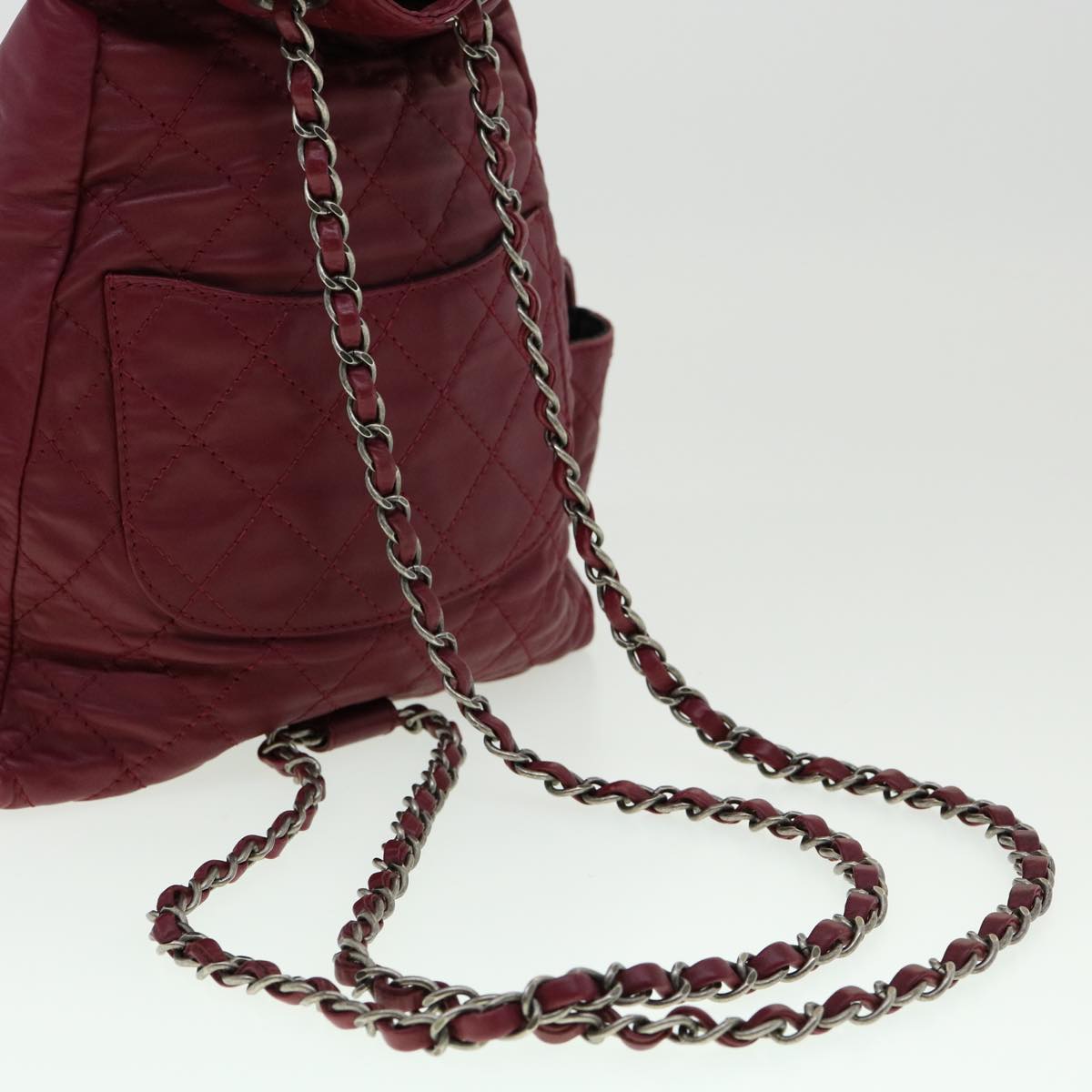 CHANEL Matelasse Chain Backpack Lamb Skin Bordeaux CC  30736A