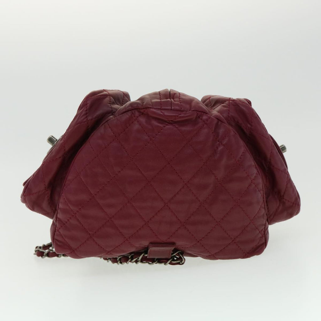 CHANEL Matelasse Chain Backpack Lamb Skin Bordeaux CC  30736A