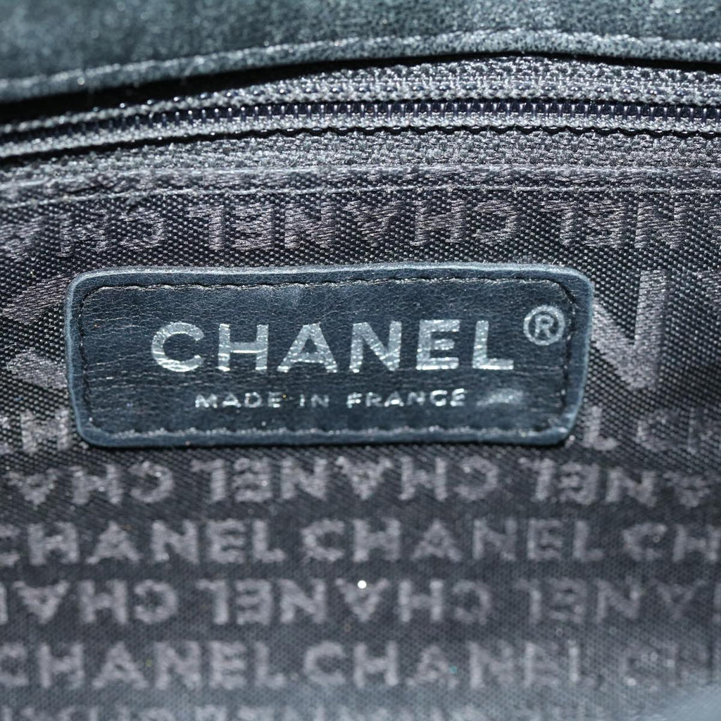 CHANEL Lip Chain Turn Lock Shoulder Bag Satin Black CC  30892