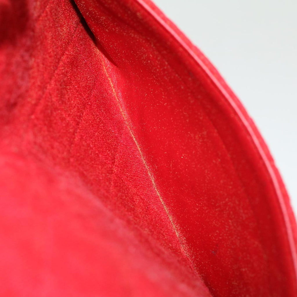 CHANEL Matelasse Double Chain Shoulder Bag Cotton Leather Red CC  30896A