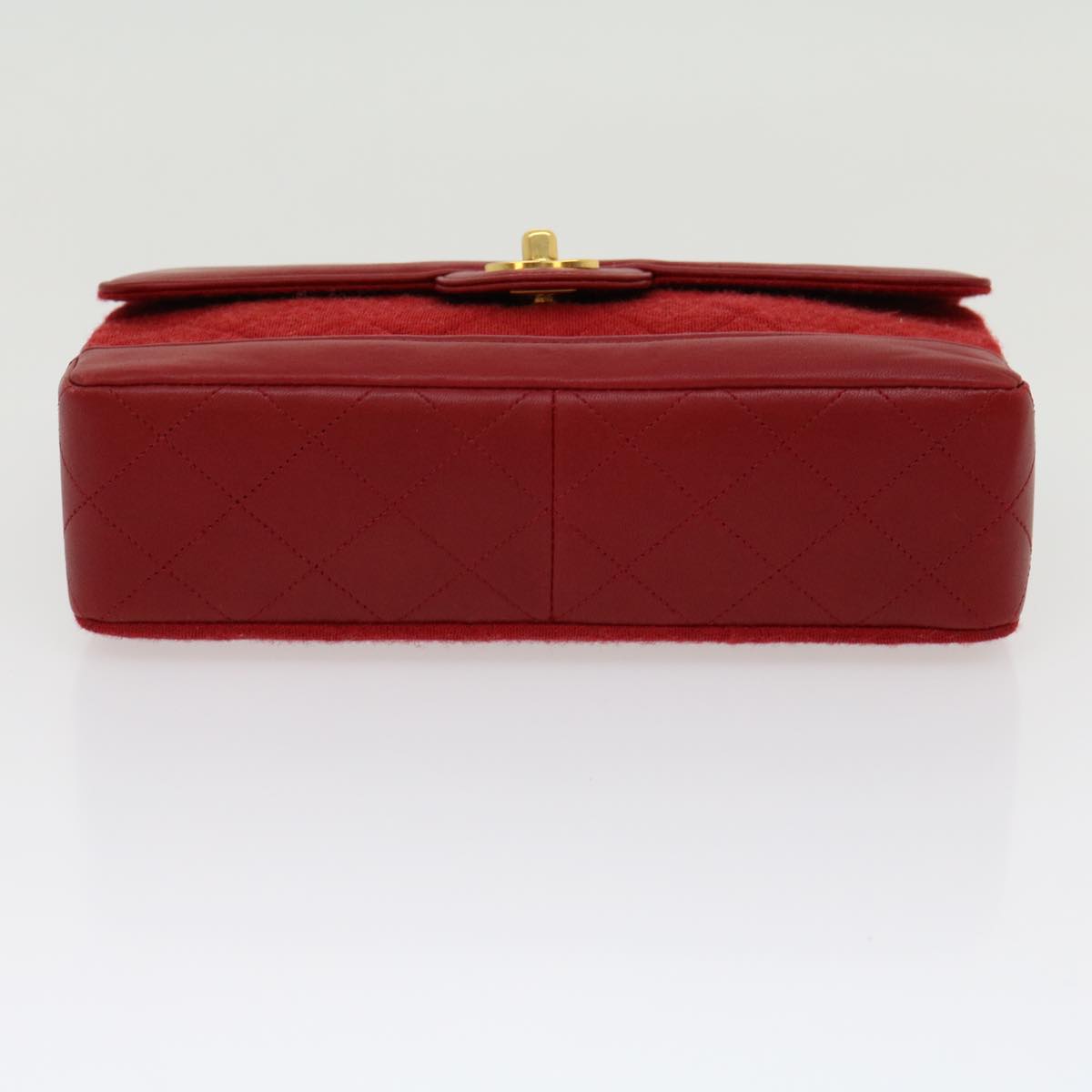 CHANEL Matelasse Double Chain Shoulder Bag Cotton Leather Red CC  30896A