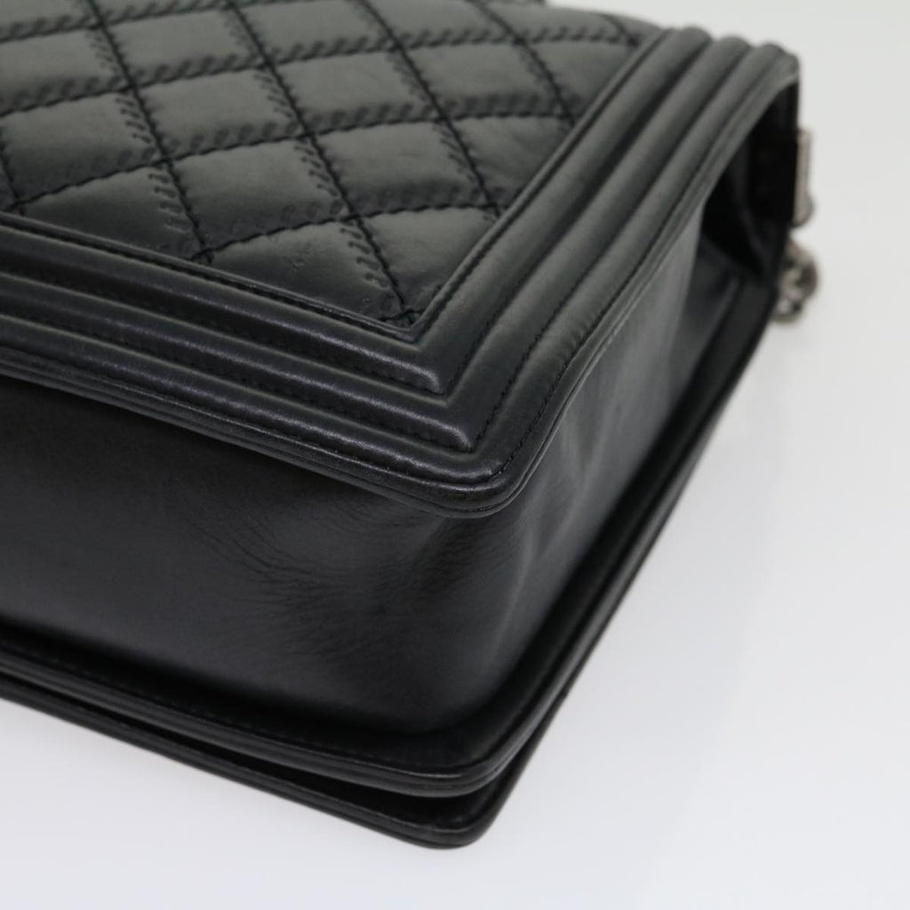 CHANEL Big Matelasse Boy  Chain Shoulder Bag Lamb Skin Black  30943A