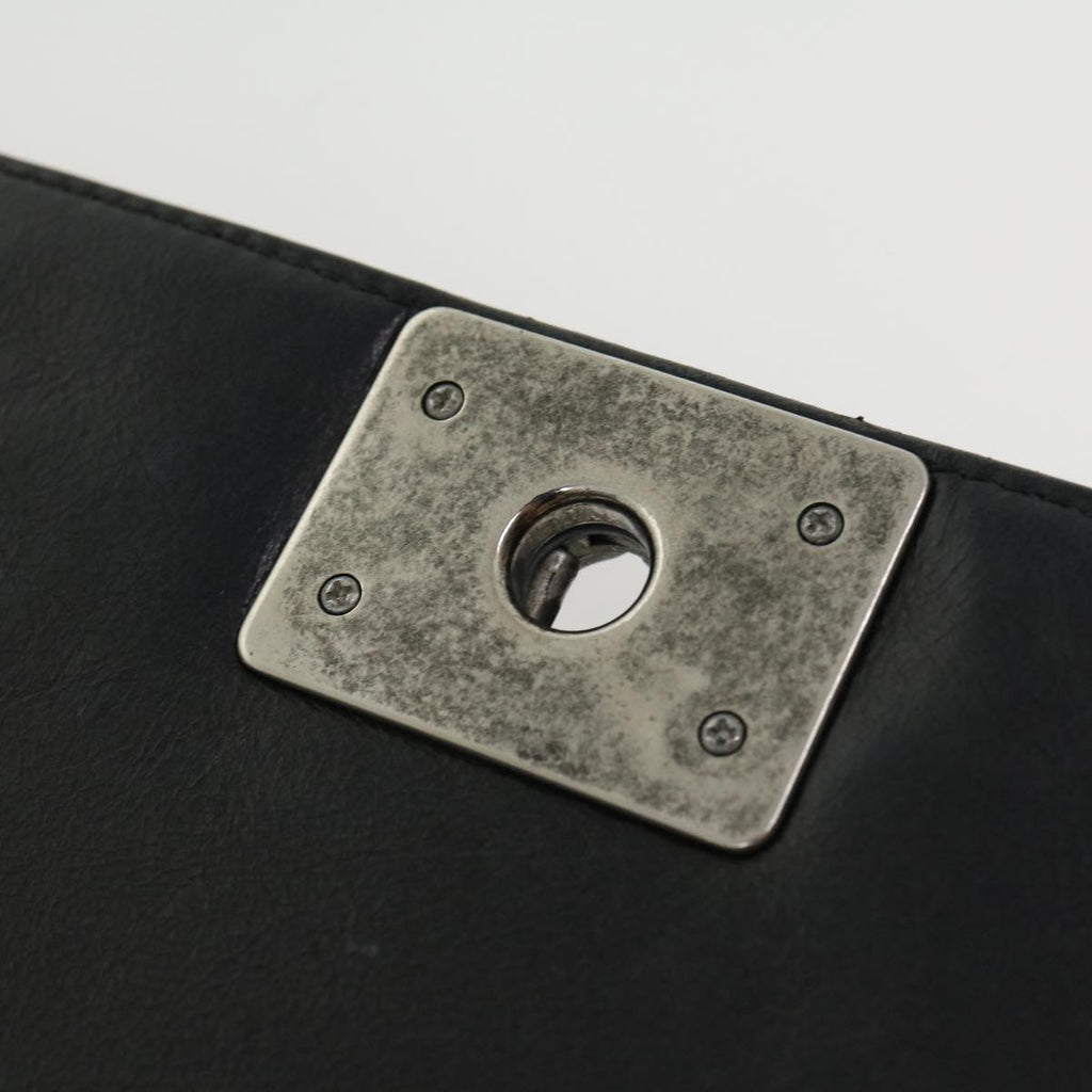 CHANEL Big Matelasse Boy  Chain Shoulder Bag Lamb Skin Black Auth 30943A