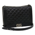 CHANEL Big Matelasse Boy  Chain Shoulder Bag Lamb Skin Black Auth 30943A