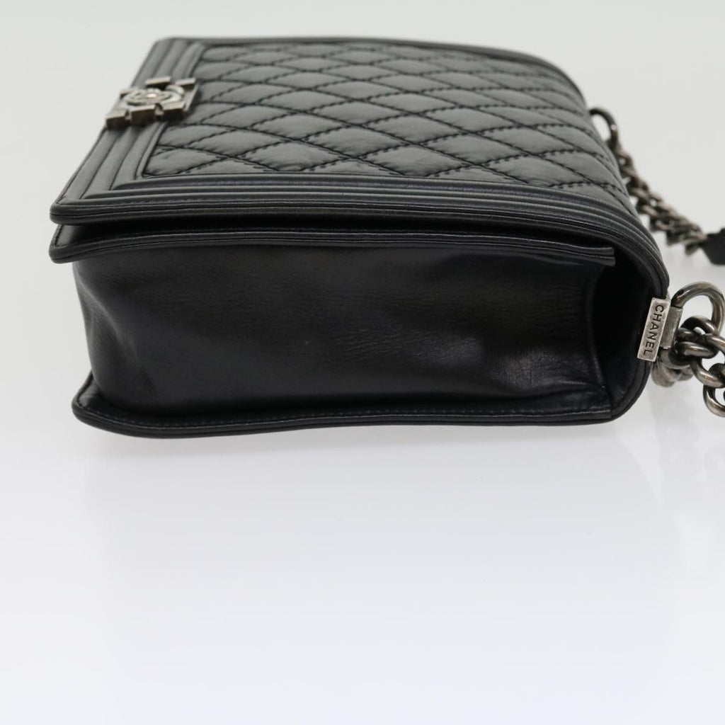 CHANEL Big Matelasse Boy  Chain Shoulder Bag Lamb Skin Black  30943A