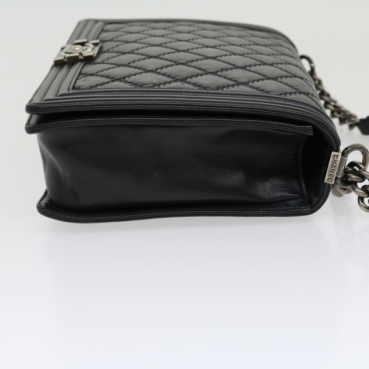 CHANEL Big Matelasse Boy  Chain Shoulder Bag Lamb Skin Black  30943A